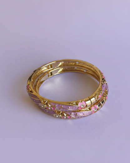 Purple and Pink Enamel Bracet Set of 2
