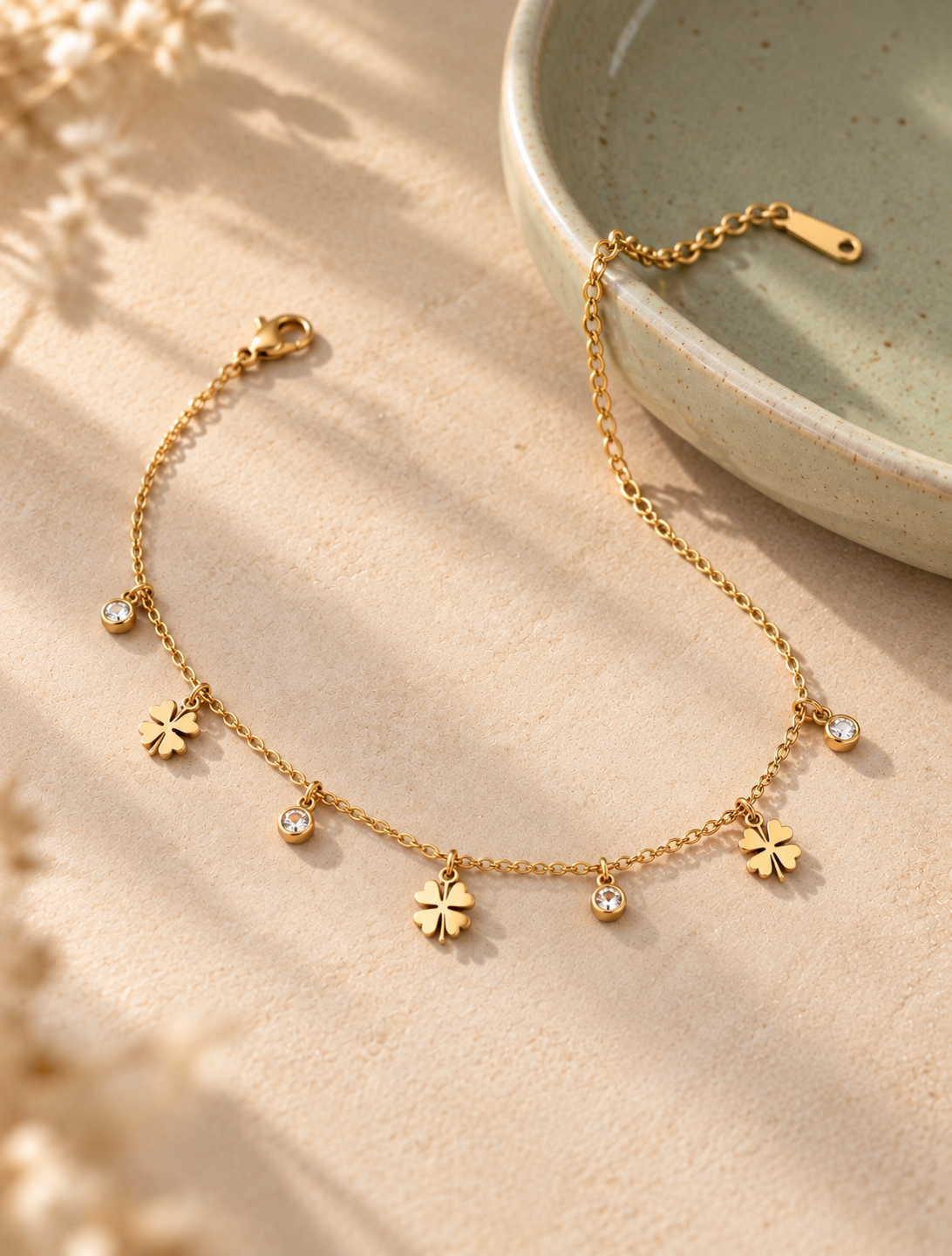 Gulnaar Anklet Golden Flower Charm Stainless Steel Anklet