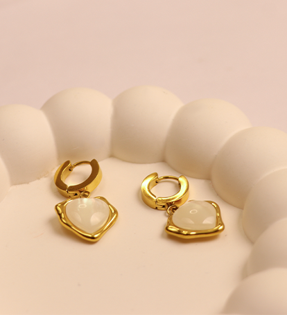 White Heart Dangle Earring