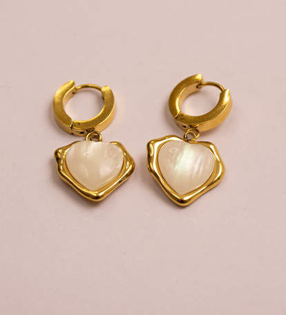White Heart Dangle Earring
