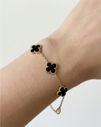 Black Stainless Steel Anti Tarnish Clover Bracelet
