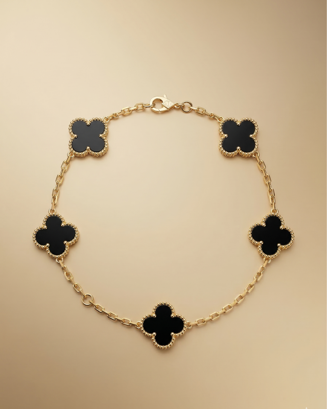 Black Stainless Steel Anti Tarnish Clover Bracelet