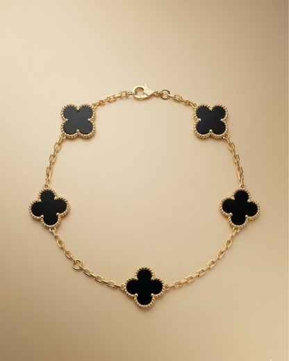 Black Stainless Steel Anti Tarnish Clover Bracelet