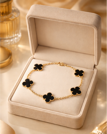 Black Stainless Steel Anti Tarnish Clover Bracelet