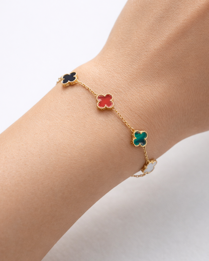 Multi Color Stainless Steel Anti Tarnish Clover Bracelet