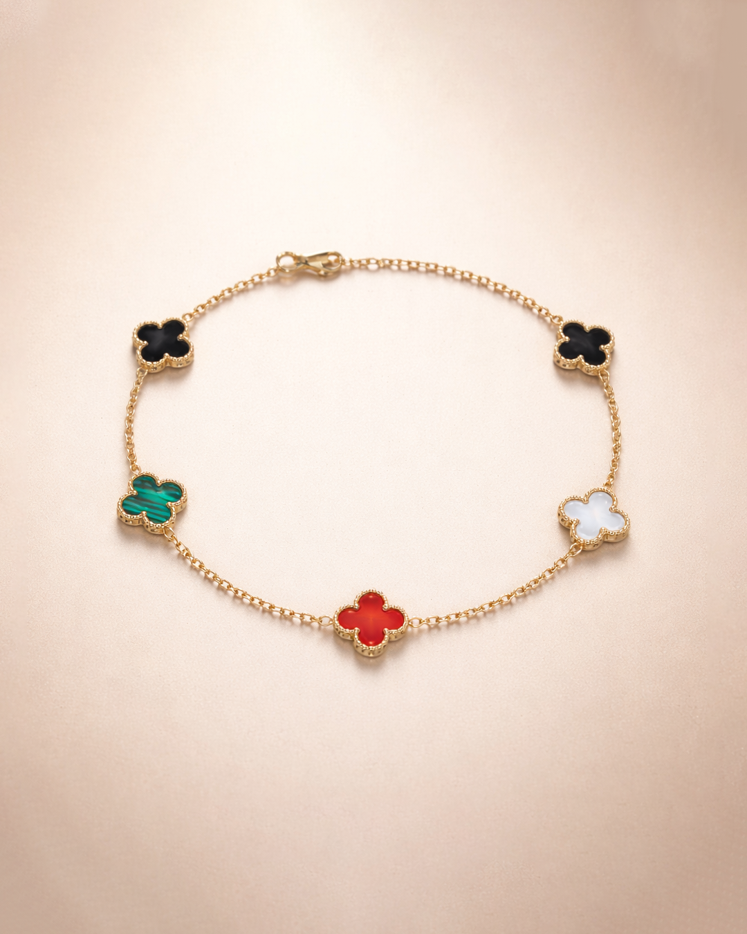 Multi Color Stainless Steel Anti Tarnish Clover Bracelet