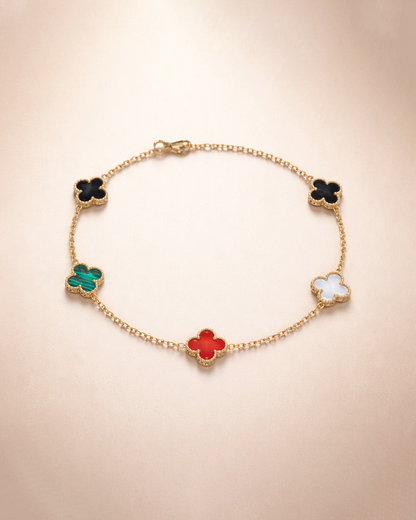 Multi Color Stainless Steel Anti Tarnish Clover Bracelet