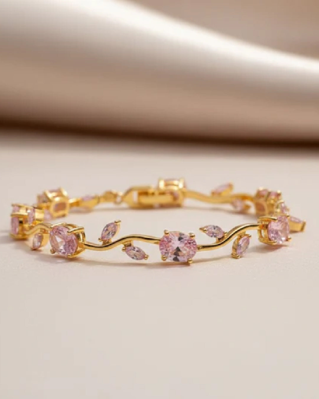 Patel Pink Stone Tulip Bracelet