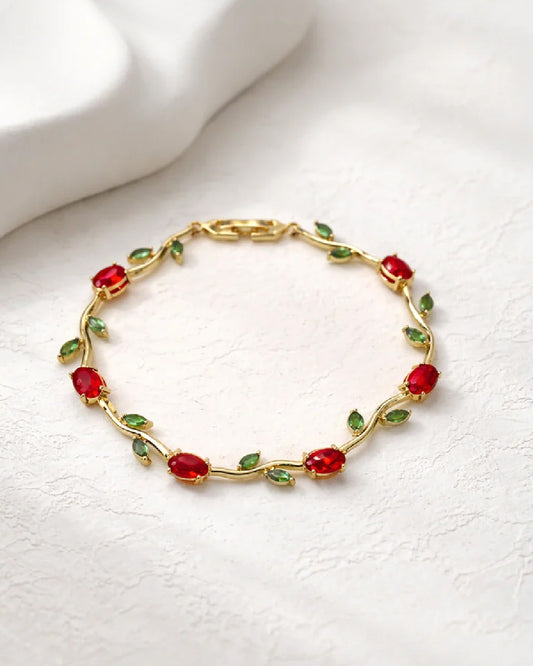 Red and Green Stone Tulip Bracelet