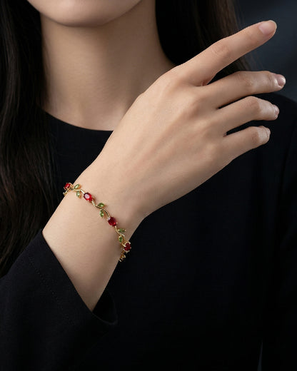 Red and Green Stone Tulip Bracelet
