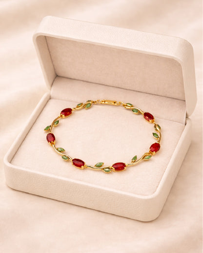 Red and Green Stone Tulip Bracelet