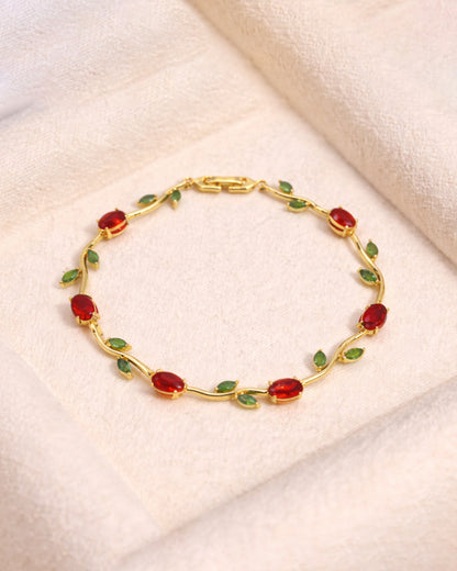 Red and Green Stone Tulip Bracelet