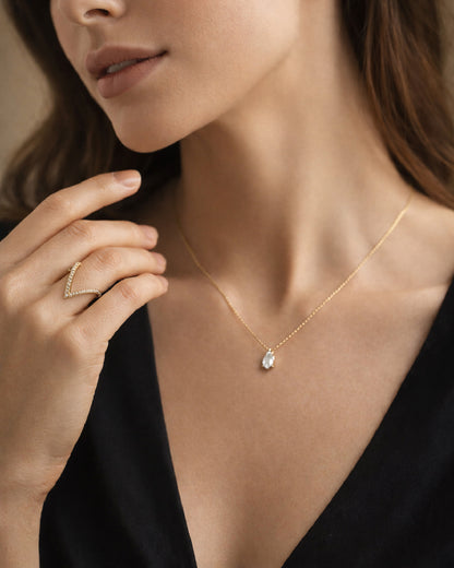 Office Girly Minimal Neckchain with V Ring Combo set of 2