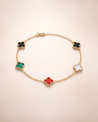 The Iconic Stack with Multi Color Clover Bracelet set of 3