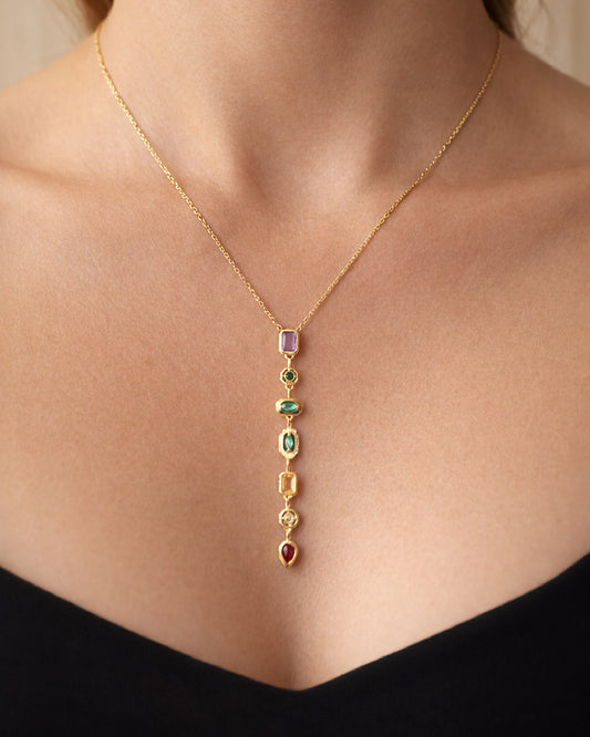 Multicolor Stainless Steel V Necklace