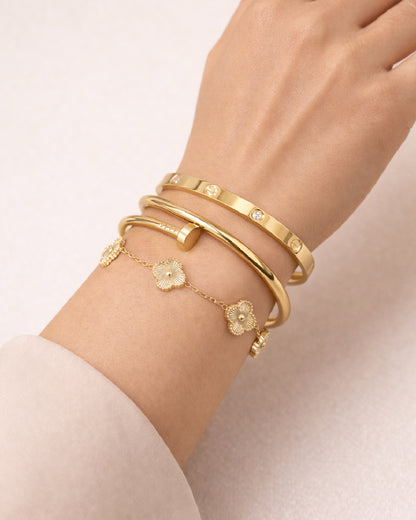 The Iconic Stack with Golden Clover Bracelet