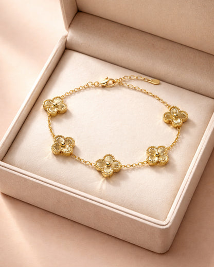 The Iconic Stack with Golden Clover Bracelet