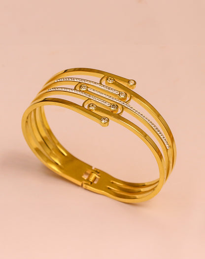 Brillora Stainless Steel Broad Bangle Bracelet