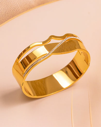 Shynox Stainless Steel Broad Bangle Bracelet