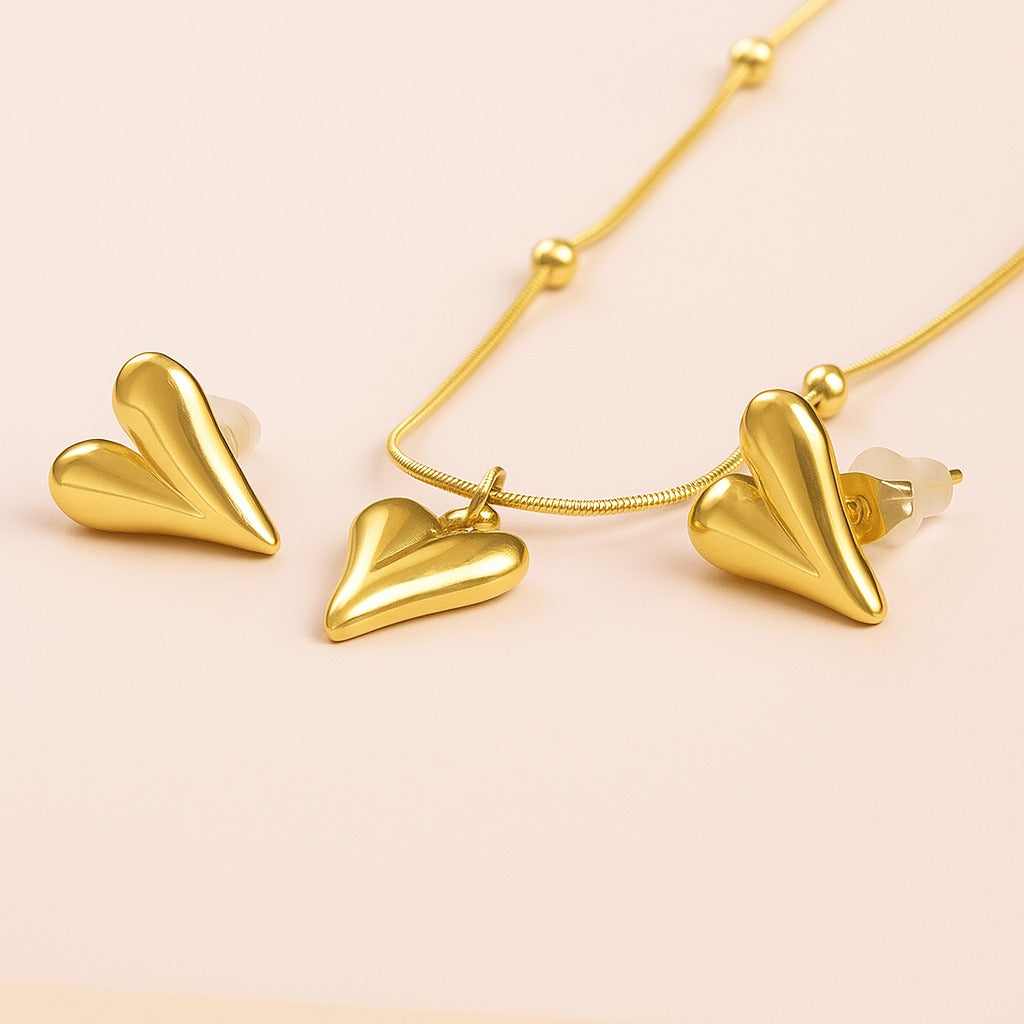 Heart Glow Chain And Earring Set