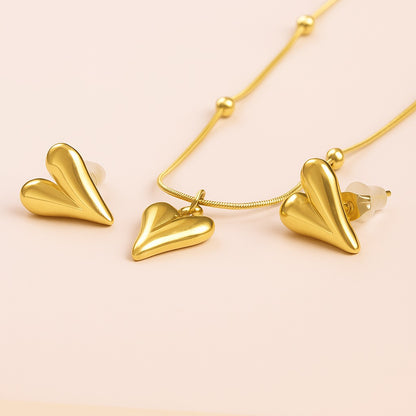 Heart Glow Chain And Earring Set