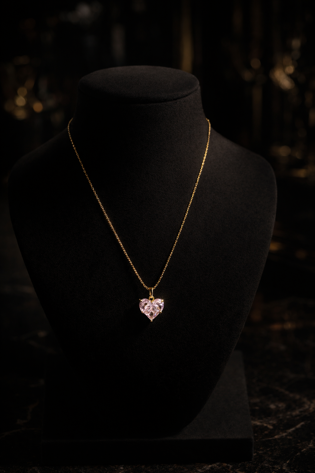 Pink Heart Stainless Steel Necklace