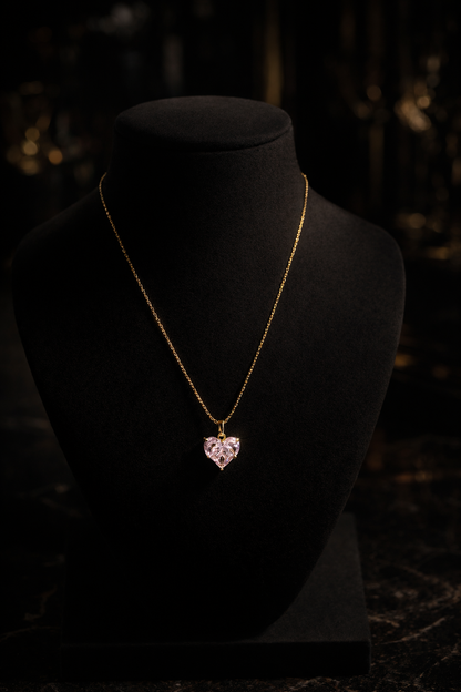 Pink Heart Stainless Steel Necklace