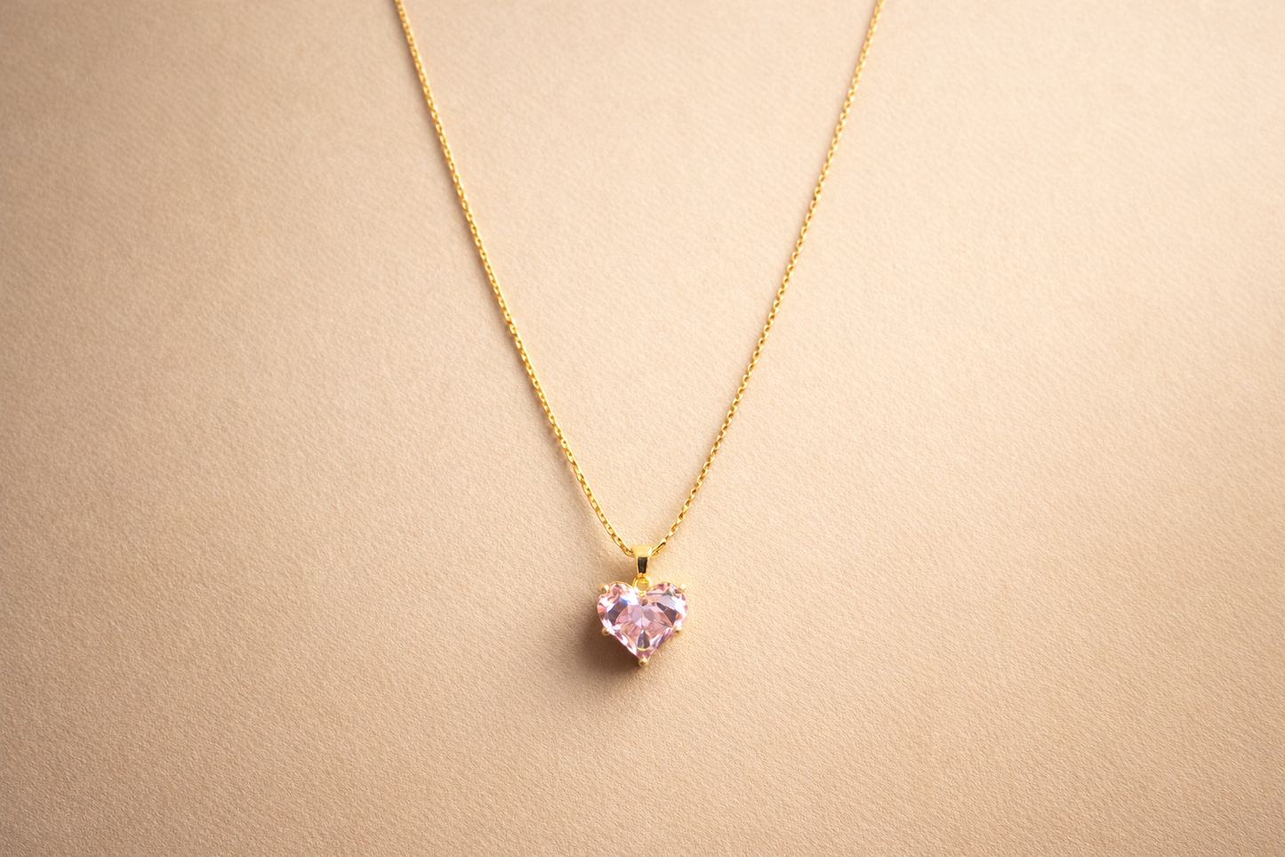 Pink Heart Stainless Steel Necklace