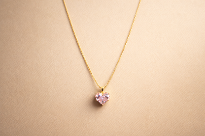 Pink Heart Stainless Steel Necklace