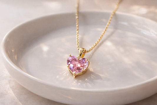 Pink Heart Stainless Steel Necklace