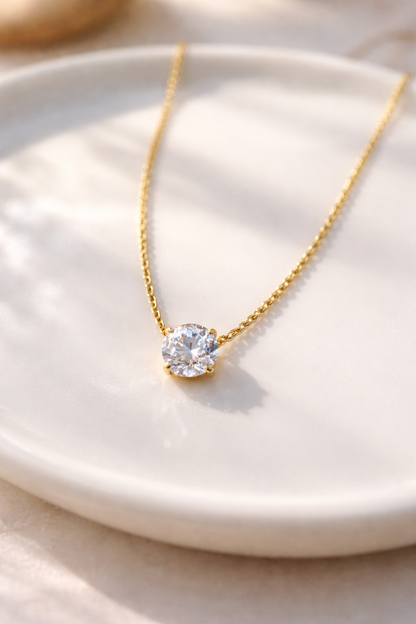 Solitaire Glow Stainless Steel Necklace
