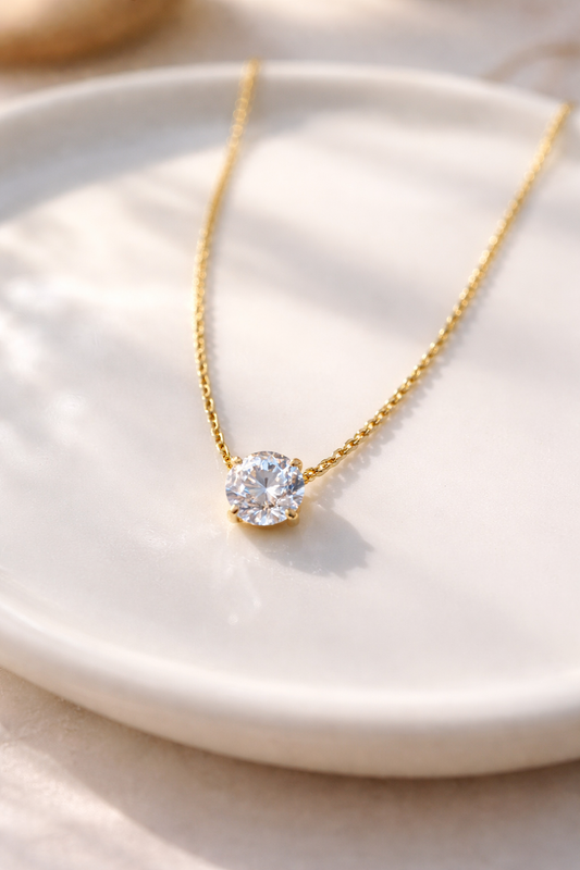 Solitaire Glow Stainless Steel Necklace