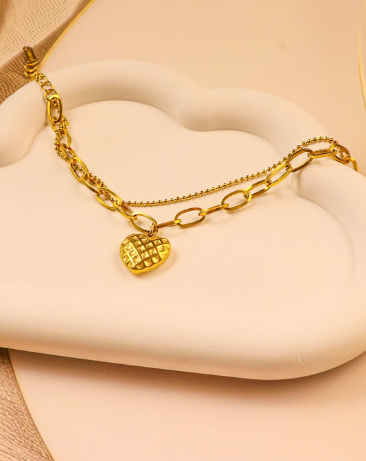 Golden Heart Charm Bracelet