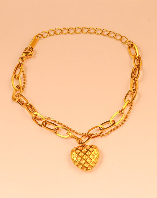 Golden Heart Charm Bracelet