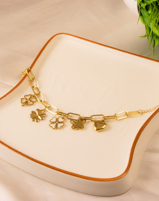 Hearts In Petals Charm Bracelet