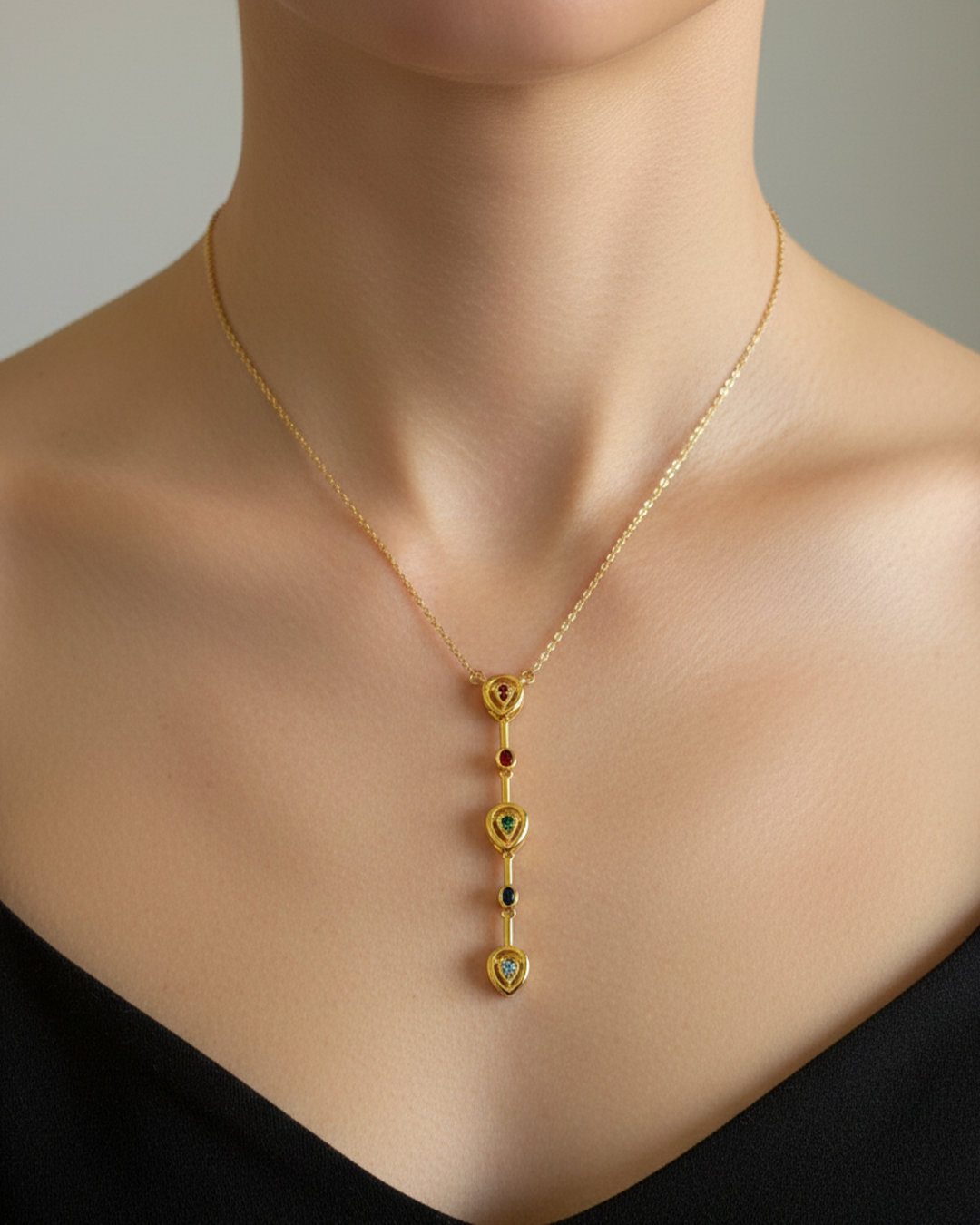 Pretty Gem Drops Pendant with Sleek Neckchain