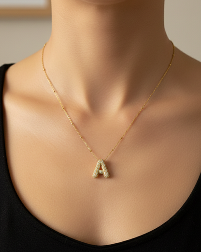 Golden A Initial Stainless Steel Necklace