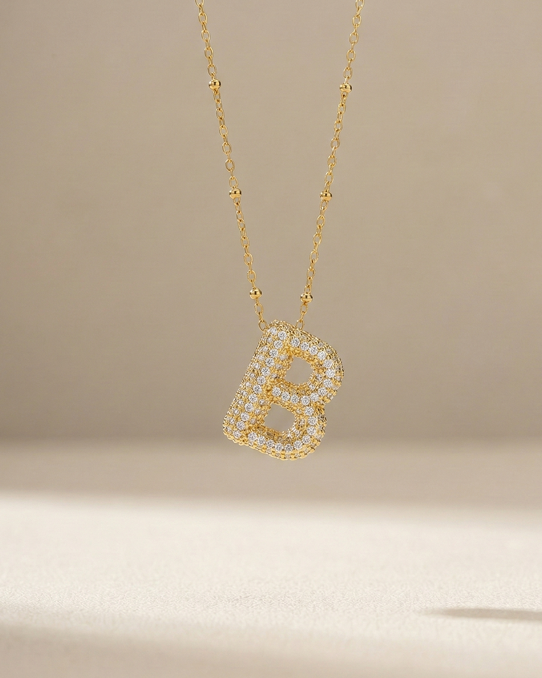 Golden B Initial Stainless Steel Necklace