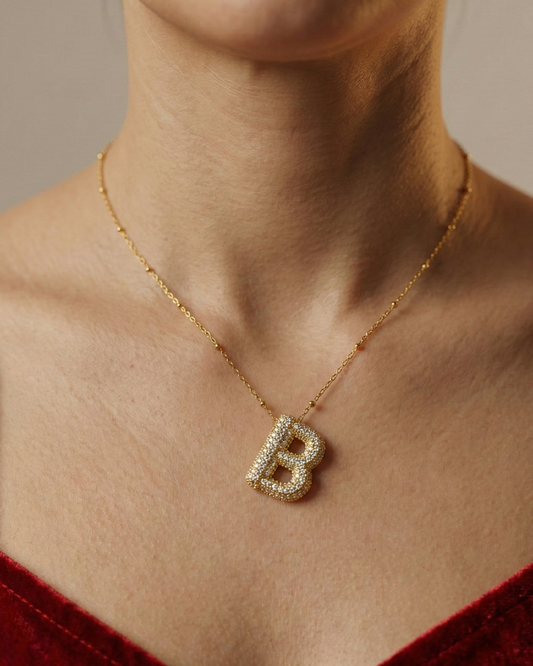 Golden B Initial Stainless Steel Necklace