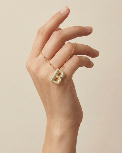 Golden B Initial Stainless Steel Necklace