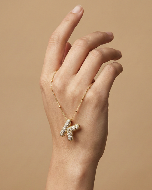 Golden K Initial Stainless Steel Necklace