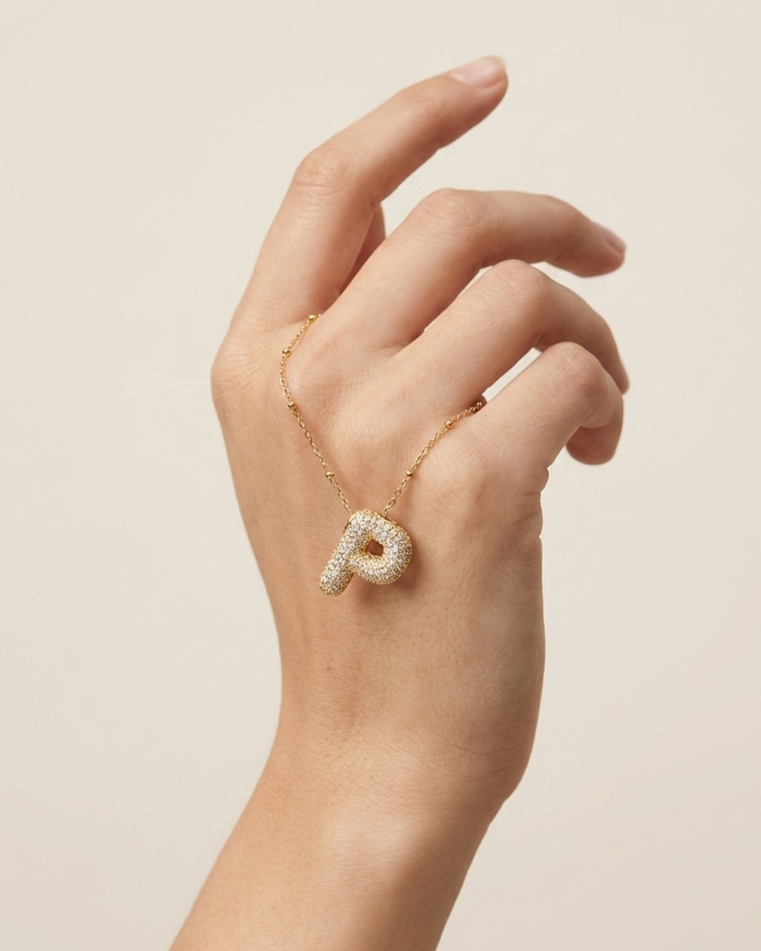 Golden P Initial Stainless Steel Necklace