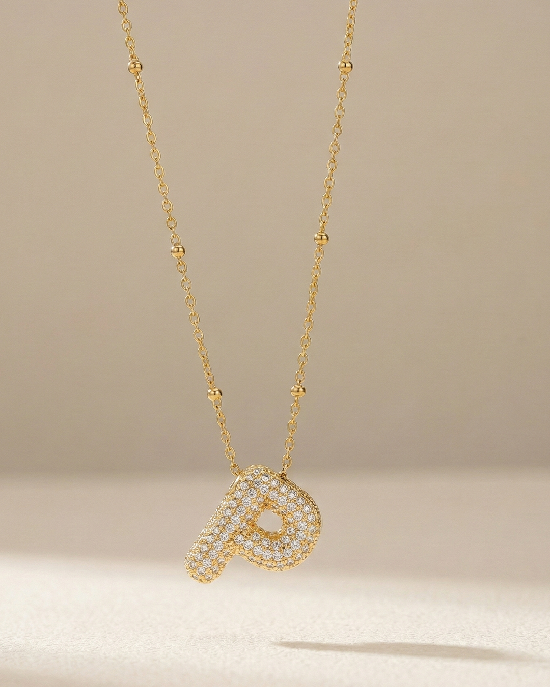 Golden P Initial Stainless Steel Necklace