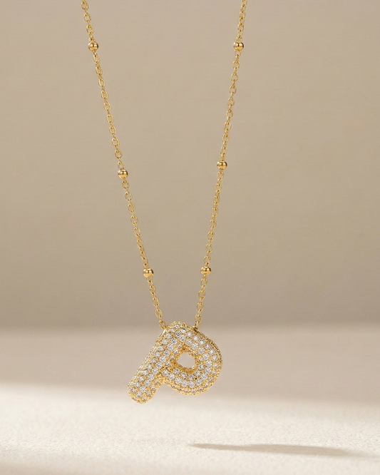 Golden P Initial Stainless Steel Necklace