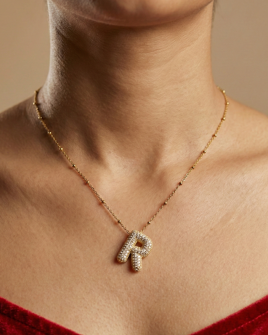 Golden R Initial Stainless Steel Necklace