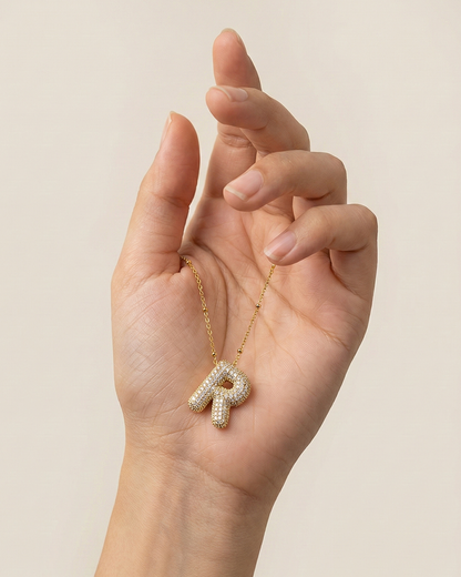 Golden R Initial Stainless Steel Necklace