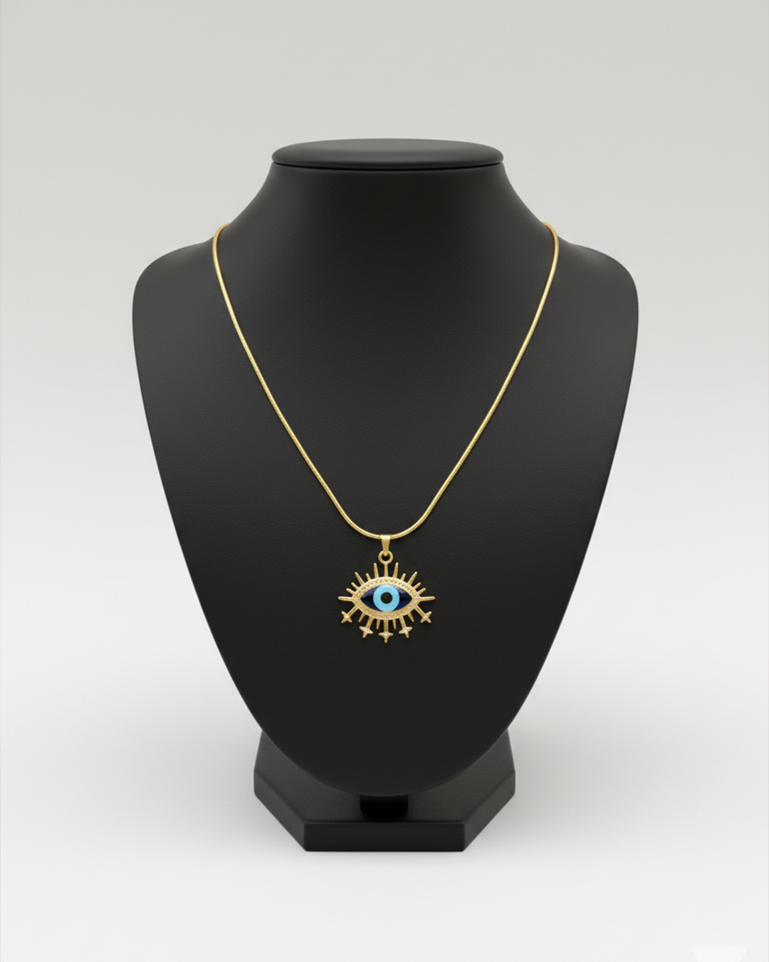 Blue Sheild Evil Eye Stainless Steel Neckchain