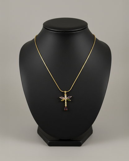 Multi Stone Butterfly Stainless Steel Neckchain