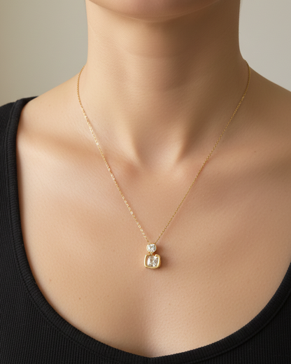 Crystal Square Stainless Steel Neckchain