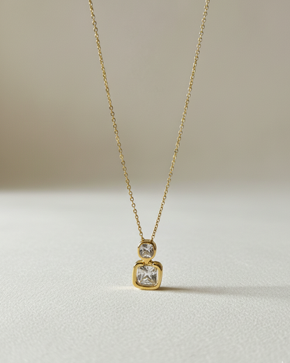 Crystal Square Stainless Steel Neckchain